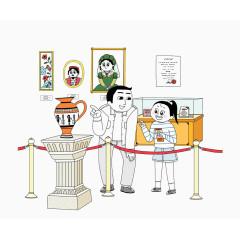 爸爸带孩子去博物馆