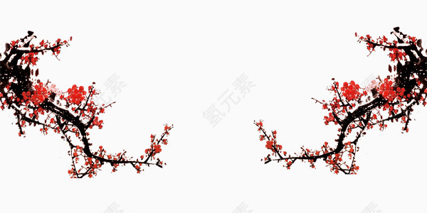 欢乐喜庆鸡年展板梅花枝