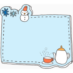 手绘边框蓝色可爱雪人