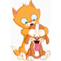 猫和小狗玩躲猫猫