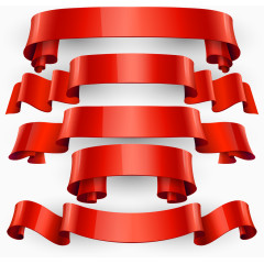 5款红色丝带条幅矢量图