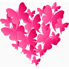 玫瑰红爱心蝴蝶