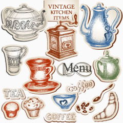 餐饮行业标签矢量图