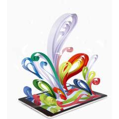 矢量彩色丝带手机