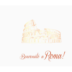 矢量黄色罗马建筑旅游