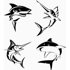 装饰四只黑色鲨鱼