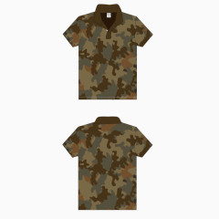 矢量军事迷彩深褐色短袖服装