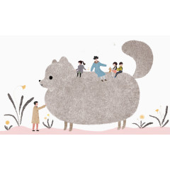 一家人坐在大猫上