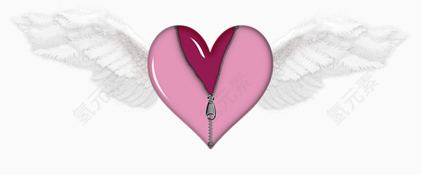 粉色带翅膀爱心