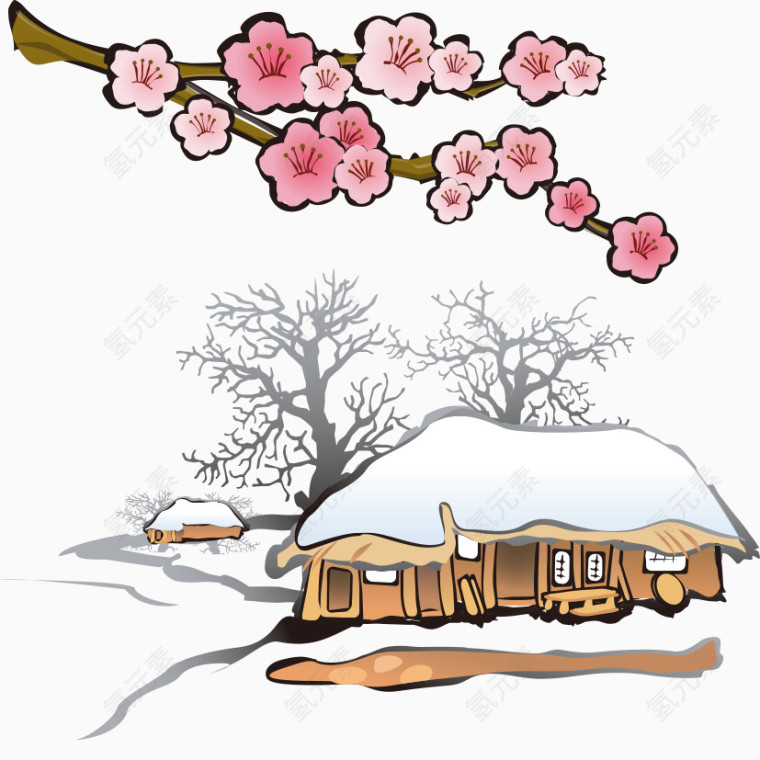 卡通手绘雪景
