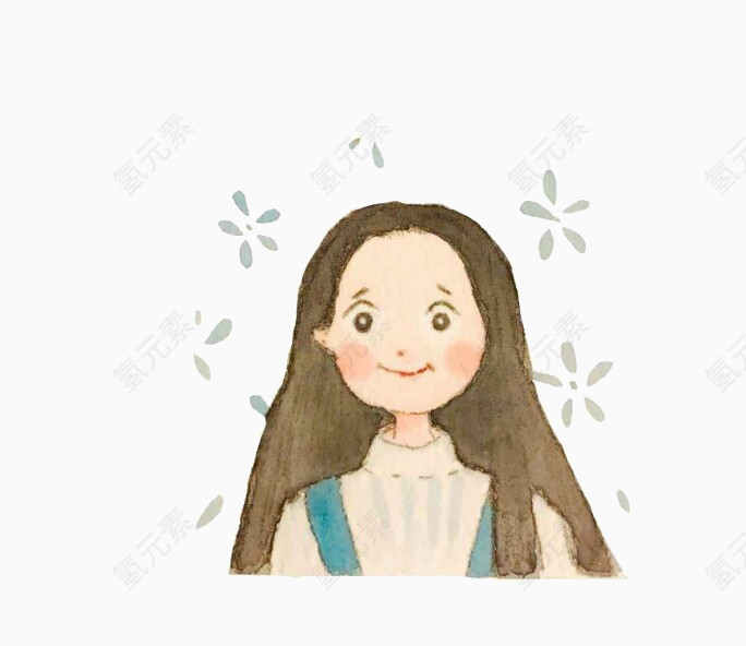 手绘可爱女孩插画素材