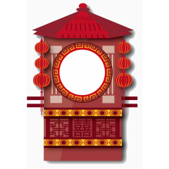 中国风红色矢量花轿素材