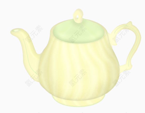 卡通浅黄色条纹茶壶