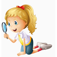 拿放大镜观察事物女孩