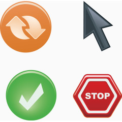 矢量手绘箭头对号和禁止标志