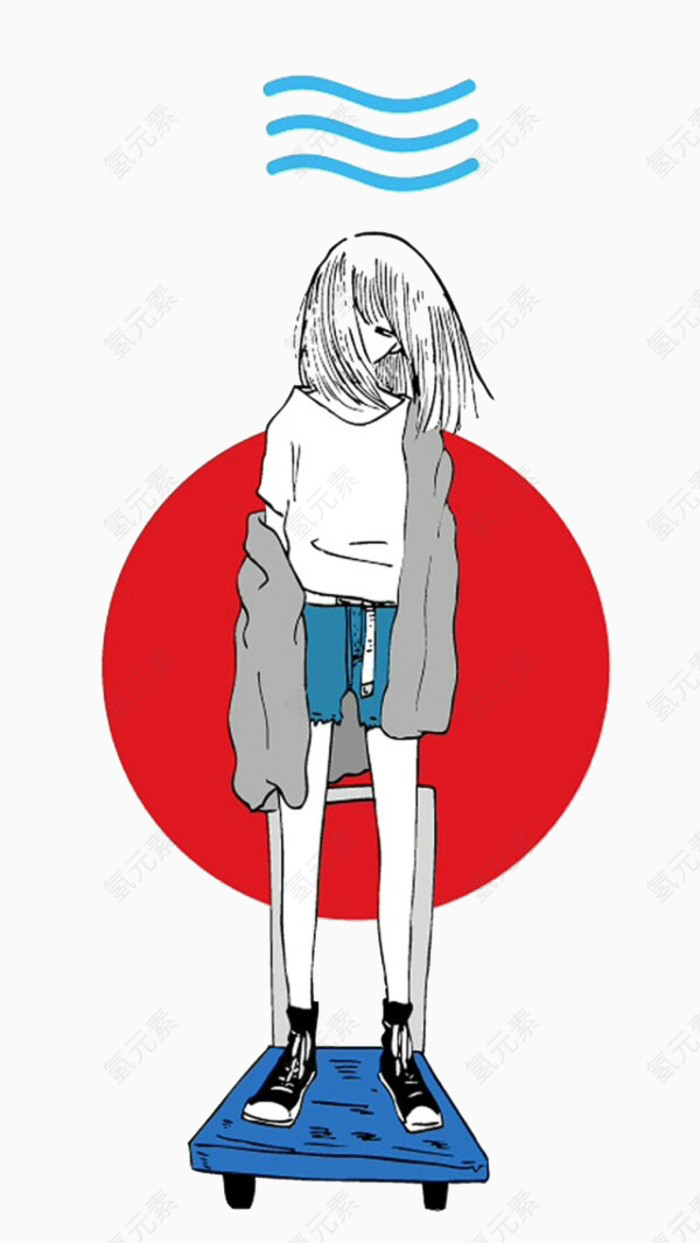 清新手绘卡通时尚可爱少女