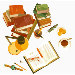 创意书桌俯视图矢量素材