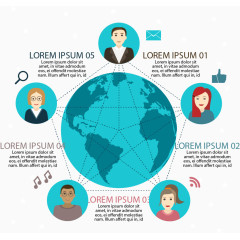 矢量手绘扁平地球人物