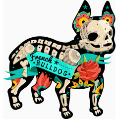 彩绘骨骼小狗矢量素材