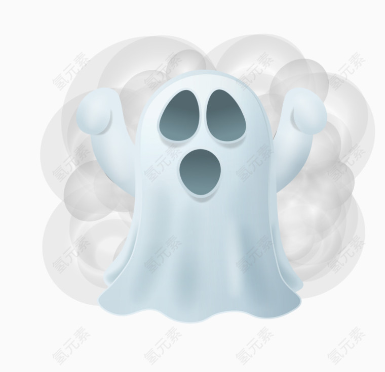 矢量白色握拳万圣节小鬼图案