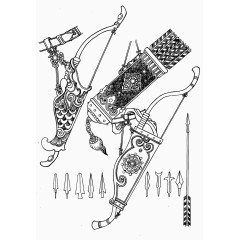 线描古代人物兵器