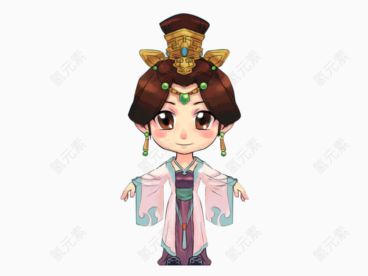 卡通手绘古代大头萌女孩