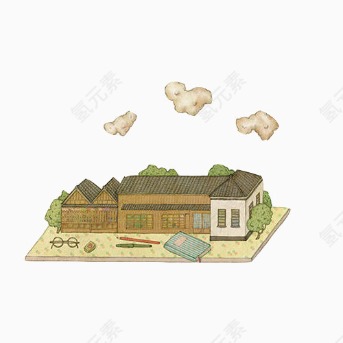 房子建筑手绘画素材图片