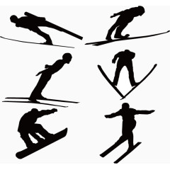 滑雪剪影素材