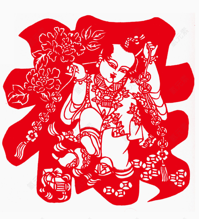 人物福字窗花