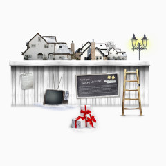 冬季里的木材房屋