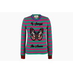 圆领长袖刺绣时尚休闲女针织衫