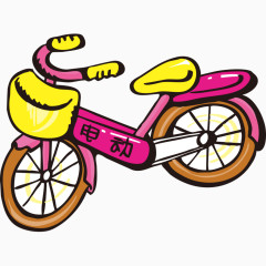 手绘红色电动车