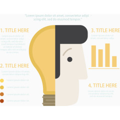 矢量手绘大脑和灯泡的融合