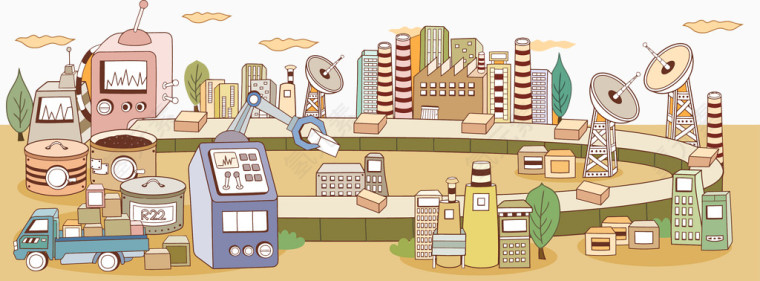 生产车间插画背景素材