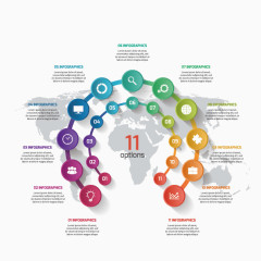 炫彩圆形分析图表矢量