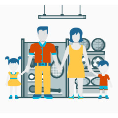 矢量简约图形家庭生活图案