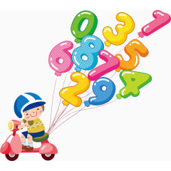 气球数字儿童卡通漫画海报素材