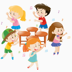 在椅子上玩耍的孩子森林插图