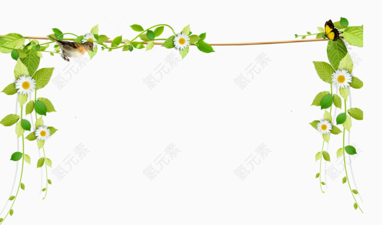 唯美清新树藤边框绳子