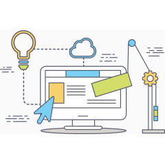 矢量手绘扁平电脑示意图