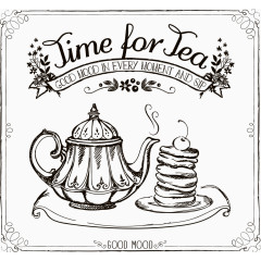 手绘下午茶和点心