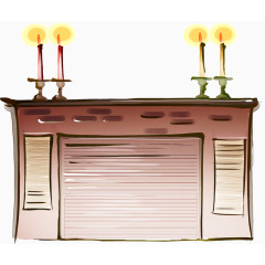 手绘放烛台的橱柜