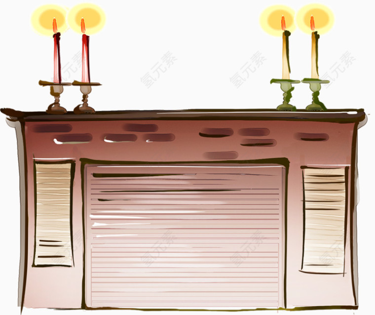 手绘放烛台的橱柜