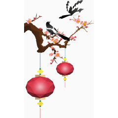 梅花雀鸟灯笼