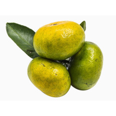 三个带绿叶桔子