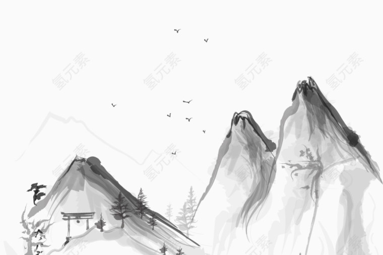 矢量水墨山水