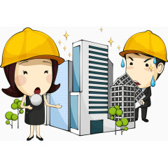 矢量建筑工人与女孩