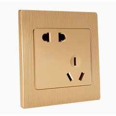 香槟金五孔插座