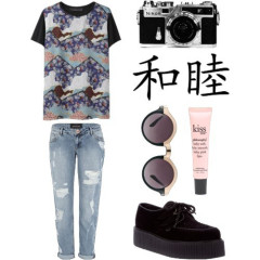 个性日系花纹上衣