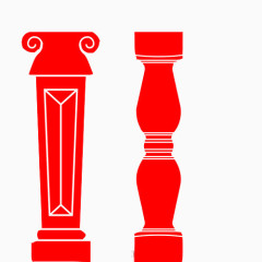 罗马柱手绘画素材图片